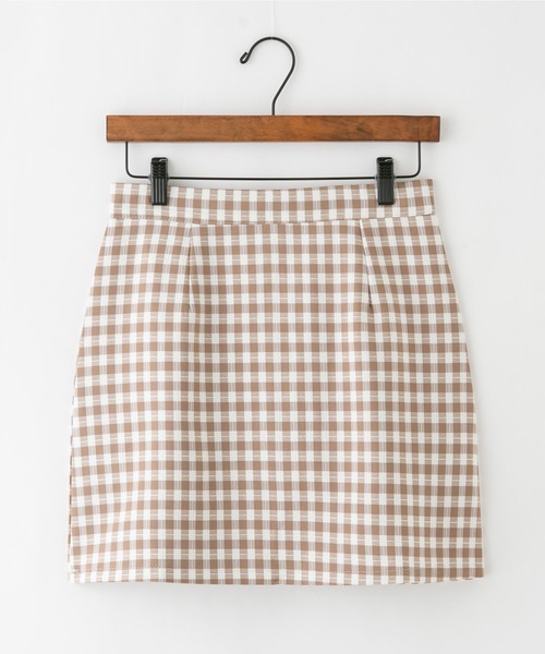 bounDary（バウンダリー）の「【bounDary/バウンダリー】　ギンガムチェックミニスカート（スカート・レディース・ベージュ/ダークブラウン・LARGE/MEDIUM）」の18枚目の写真