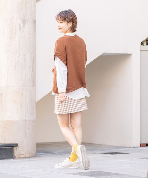 bounDary（バウンダリー）の「【bounDary/バウンダリー】　ギンガムチェックミニスカート（スカート・レディース・ベージュ/ダークブラウン・LARGE/MEDIUM）」の14枚目の写真