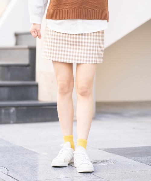 bounDary（バウンダリー）の「【bounDary/バウンダリー】　ギンガムチェックミニスカート（スカート・レディース・ベージュ/ダークブラウン・LARGE/MEDIUM）」の20枚目の写真