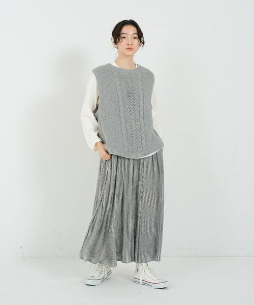 conges payes ADIEU TRISTESSE（コンジェ ペイエ アデュートリステス）の「リリヤーン地柄2wayベスト（ベスト・レディース・オートミール/グレー・FREE）」の15枚目の写真