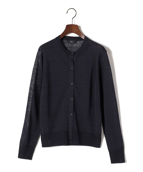 SHIPS Primary Navy Label:リネン/ナイロン クルーネック カーディガン SHIPS（シップス）の「SHIPS Primary Navy Label:リネン