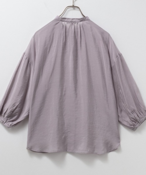 HusHusH（ハッシュアッシュ）の「HusHusH ハッシュアッシュ バンドカラーシアーシャツ（シャツ/ブラウス・レディース・スモークピンク/ライトグレー・M/L/S）」の9枚目の写真