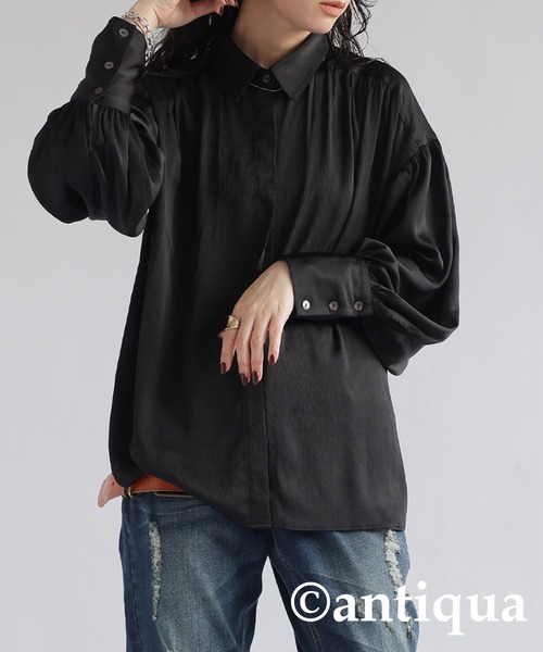 antiqua(アンティカ)の「ギャザーシャツ(シャツ/ブラウス・レディース・ブラック/ベージュ・R/P)」の22枚目の写真