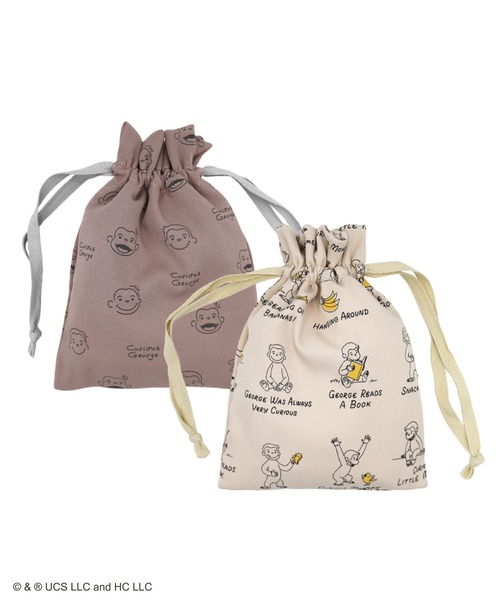 ACCOMMODE（アコモデ）の「【365Curious 】おさるのジョージ　パターン巾着ポーチ（ポーチ・レディース・アイボリー/ベージュ・FREE）」の3枚目の写真