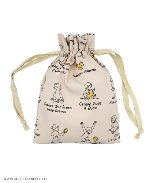 ACCOMMODE（アコモデ）の「【365Curious 】おさるのジョージ　パターン巾着ポーチ（ポーチ・レディース・アイボリー/ベージュ・FREE）」の5枚目の写真