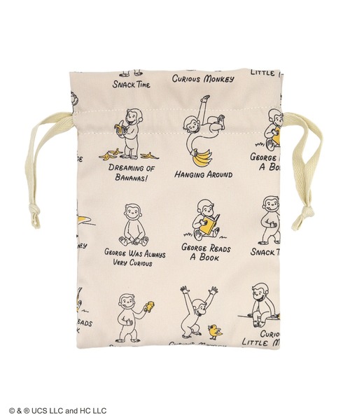 ACCOMMODE（アコモデ）の「【365Curious 】おさるのジョージ　パターン巾着ポーチ（ポーチ・レディース・アイボリー/ベージュ・FREE）」の6枚目の写真