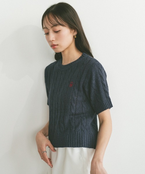 VANNIE U（ヴァニーユー）の「オーバルロゴケーブルニット（ニット/セーター・レディース・アイボリー/ブルー/ネイビー/ピンク/その他/ライトピンク・FREE）」の14枚目の写真