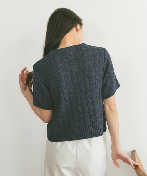 VANNIE U（ヴァニーユー）の「オーバルロゴケーブルニット（ニット/セーター・レディース・アイボリー/ブルー/ネイビー/ピンク/その他/ライトピンク・FREE）」の16枚目の写真