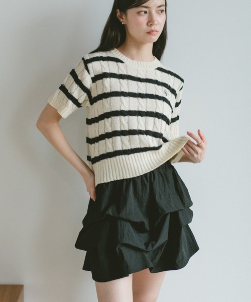 VANNIE U（ヴァニーユー）の「オーバルロゴケーブルニット（ニット/セーター・レディース・ブルー/アイボリー/ピンク/ネイビー/その他/ライトピンク・FREE）」の11枚目の写真