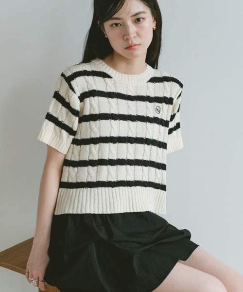 VANNIE U（ヴァニーユー）の「オーバルロゴケーブルニット（ニット/セーター・レディース・ブルー/アイボリー/ピンク/ネイビー/その他/ライトピンク・FREE）」の16枚目の写真