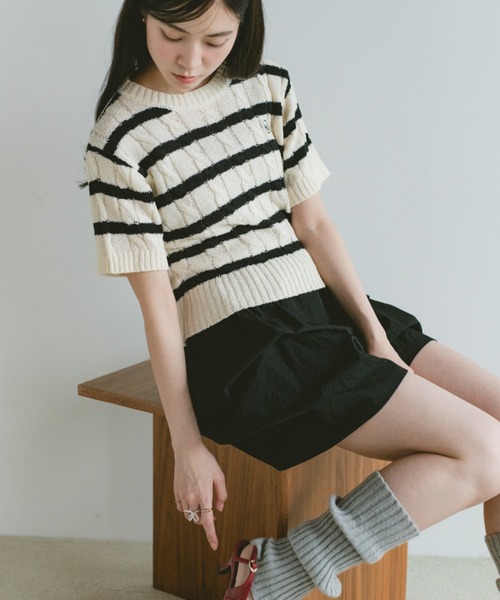 VANNIE U（ヴァニーユー）の「オーバルロゴケーブルニット（ニット/セーター・レディース・ブルー/アイボリー/ピンク/ネイビー/その他/ライトピンク・FREE）」の17枚目の写真