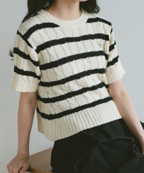 VANNIE U（ヴァニーユー）の「オーバルロゴケーブルニット（ニット/セーター・レディース・ブルー/アイボリー/ピンク/ネイビー/その他/ライトピンク・FREE）」の18枚目の写真