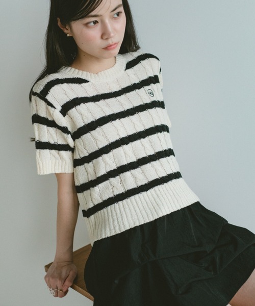 VANNIE U（ヴァニーユー）の「オーバルロゴケーブルニット（ニット/セーター・レディース・ブルー/アイボリー/ピンク/ネイビー/その他/ライトピンク・FREE）」の19枚目の写真