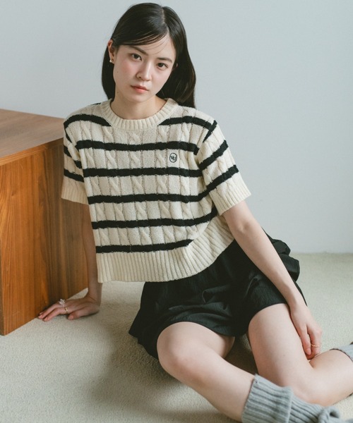 VANNIE U（ヴァニーユー）の「オーバルロゴケーブルニット（ニット/セーター・レディース・ブルー/アイボリー/ピンク/ネイビー/その他/ライトピンク・FREE）」の20枚目の写真