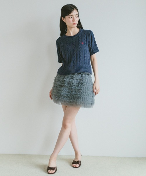 VANNIE U（ヴァニーユー）の「オーバルロゴケーブルニット（ニット/セーター・レディース・ブルー/アイボリー/ピンク/ネイビー/その他/ライトピンク・FREE）」の12枚目の写真