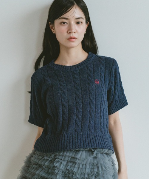 VANNIE U（ヴァニーユー）の「オーバルロゴケーブルニット（ニット/セーター・レディース・ブルー/アイボリー/ピンク/ネイビー/その他/ライトピンク・FREE）」の21枚目の写真