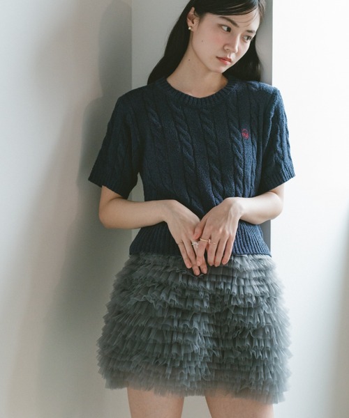 VANNIE U（ヴァニーユー）の「オーバルロゴケーブルニット（ニット/セーター・レディース・ブルー/アイボリー/ピンク/ネイビー/その他/ライトピンク・FREE）」の15枚目の写真