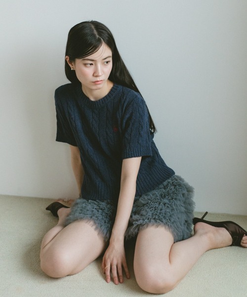 VANNIE U（ヴァニーユー）の「オーバルロゴケーブルニット（ニット/セーター・レディース・ブルー/アイボリー/ピンク/ネイビー/その他/ライトピンク・FREE）」の13枚目の写真