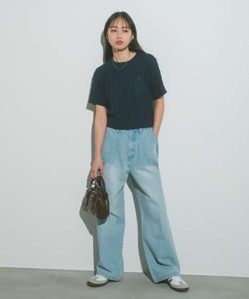 VANNIE U（ヴァニーユー）の「オーバルロゴケーブルニット（ニット/セーター・レディース・アイボリー/ブルー/ネイビー/ピンク/その他/ライトピンク・FREE）」の7枚目の写真