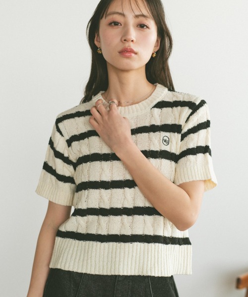 VANNIE U（ヴァニーユー）の「オーバルロゴケーブルニット（ニット/セーター・レディース・アイボリー/ブルー/ネイビー/ピンク/その他/ライトピンク・FREE）」の13枚目の写真