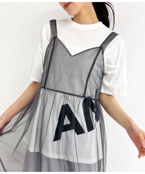 ANAP（アナップ）の「ANAPロゴ前後プリントビッグTシャツ【親子お揃い】（Tシャツ/カットソー・レディース・ライトピンク/ブラック/ホワイト・FREE）」の2枚目の写真