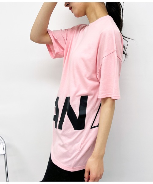 ANAP（アナップ）の「ANAPロゴ前後プリントビッグTシャツ【親子お揃い】（Tシャツ/カットソー・レディース・ライトピンク/ブラック/ホワイト・FREE）」の4枚目の写真