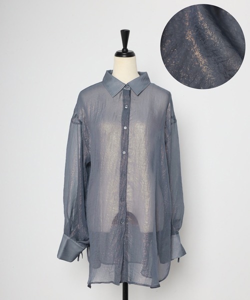 ボンジュールサガン BONJOUR SAGAN バックドロストシャイニーシアーシャツ （CHARCOAL-GRAY） ボンジュールサガン BONJOUR SAGAN バックドロストシャイニー