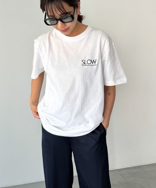 CANAL JEAN（キャナルジーン）の「1975 TOKYO　SLOW半袖Tシャツ（Tシャツ/カットソー・レディース・イエロー/ホワイト/ブラック・LARGE/X-LARGE）」の2枚目の写真