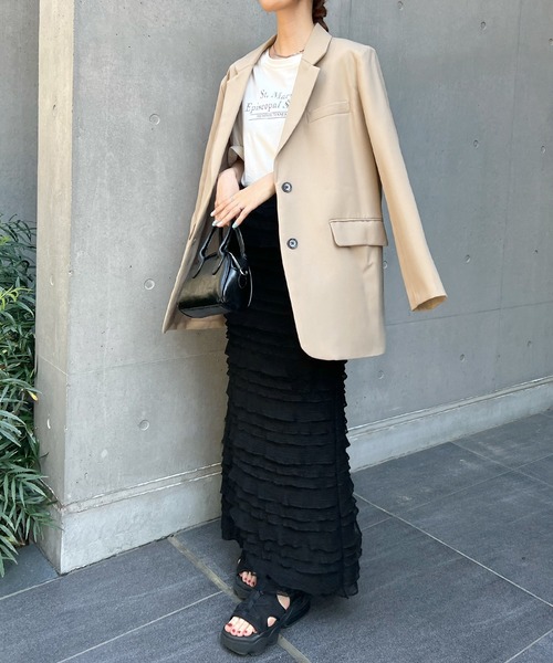 Futier land（フューティアランド）の「今っぽい小フリル＆のび～る快適さ。チビフリルタイトスカート（スカート・レディース・ホワイト/ブラック/グレー・FREE）」の17枚目の写真