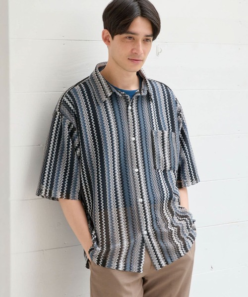 LAKOLE（ラコレ）の「ストライプレースシャツ半袖 / 112096（シャツ/ブラウス・メンズ・ブルー/ブラック/イエロー/レッド/グリーン・MEDIUM/LARGE/X-LARGE）」の2枚目の写真