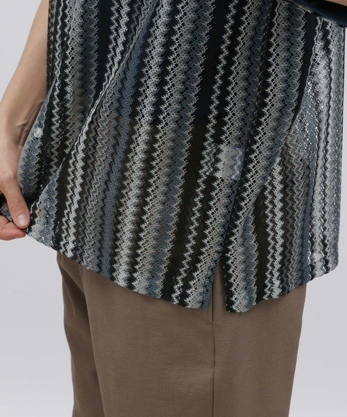 LAKOLE（ラコレ）の「ストライプレースシャツ半袖 / 112096（シャツ/ブラウス・メンズ・ブルー/ブラック/イエロー/レッド/グリーン・MEDIUM/LARGE/X-LARGE）」の17枚目の写真