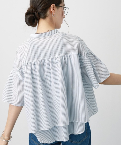 saloon（サルーン）の「SALOON(サルーン)/《再入荷》TCブロード２WAYシャツ【洗濯機洗い可】（シャツ/ブラウス・レディース・ネイビー/ホワイト/イエロー・FREE）」の2枚目の写真