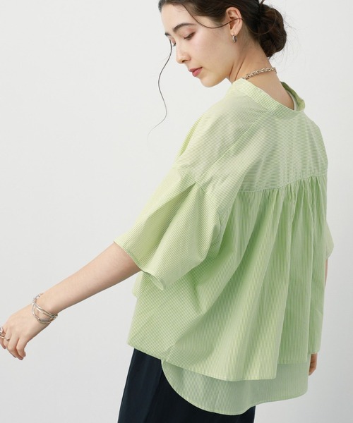 saloon（サルーン）の「SALOON(サルーン)/《再入荷》TCブロード２WAYシャツ【洗濯機洗い可】（シャツ/ブラウス・レディース・ネイビー/ホワイト/イエロー・FREE）」の3枚目の写真