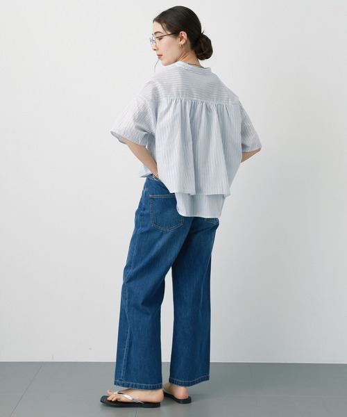 saloon（サルーン）の「SALOON(サルーン)/《再入荷》TCブロード２WAYシャツ【洗濯機洗い可】（シャツ/ブラウス・レディース・ネイビー/ホワイト/イエロー・FREE）」の11枚目の写真