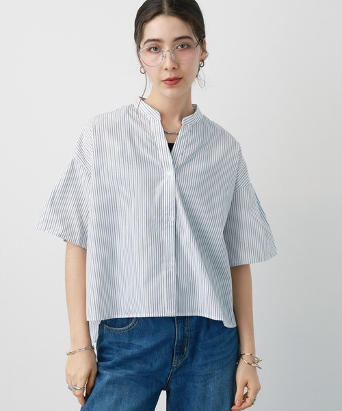 saloon（サルーン）の「SALOON(サルーン)/《再入荷》TCブロード２WAYシャツ【洗濯機洗い可】（シャツ/ブラウス・レディース・ネイビー/ホワイト/イエロー・FREE）」の9枚目の写真