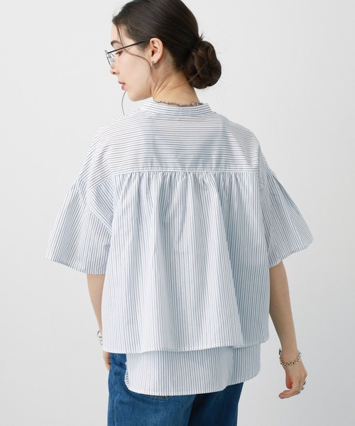 saloon（サルーン）の「SALOON(サルーン)/《再入荷》TCブロード２WAYシャツ【洗濯機洗い可】（シャツ/ブラウス・レディース・ネイビー/ホワイト/イエロー・FREE）」の10枚目の写真