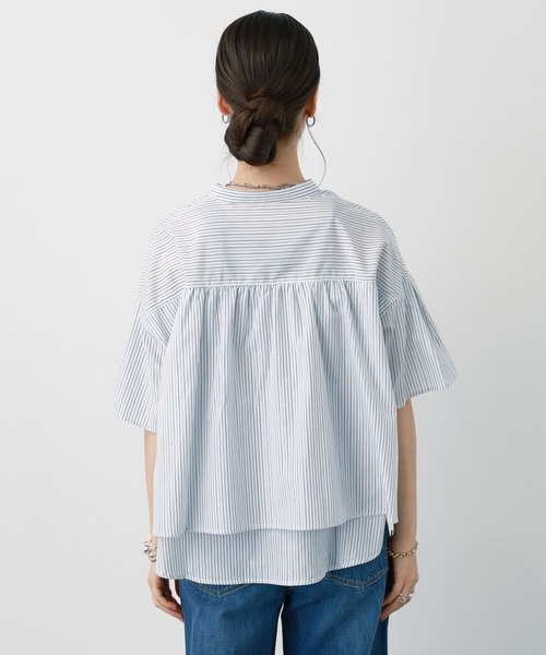 saloon（サルーン）の「SALOON(サルーン)/《再入荷》TCブロード２WAYシャツ【洗濯機洗い可】（シャツ/ブラウス・レディース・ネイビー/ホワイト/イエロー・FREE）」の22枚目の写真