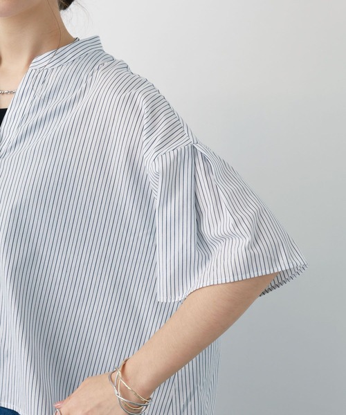 saloon（サルーン）の「SALOON(サルーン)/《再入荷》TCブロード２WAYシャツ【洗濯機洗い可】（シャツ/ブラウス・レディース・ネイビー/ホワイト/イエロー・FREE）」の20枚目の写真