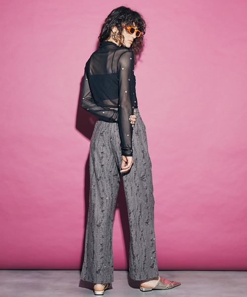 uyu.（ウユ）の「Rhinestone Damage Easy Pants / ラインストーンダメージイージーパンツ【uyu./ウユ】（その他パンツ・レディース・ブラック/ブラウン・M/S）」の8枚目の写真