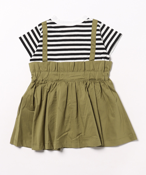 maarook（マルーク）の「ライトストレッチツイルｘボーダージャスカ風ワンピース（ワンピース・キッズ・グリーン・90cm/100cm/110cm/120cm/130cm）」の2枚目の写真