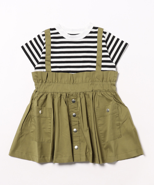 maarook（マルーク）の「ライトストレッチツイルｘボーダージャスカ風ワンピース（ワンピース・キッズ・グリーン・90cm/100cm/110cm/120cm/130cm）」の15枚目の写真