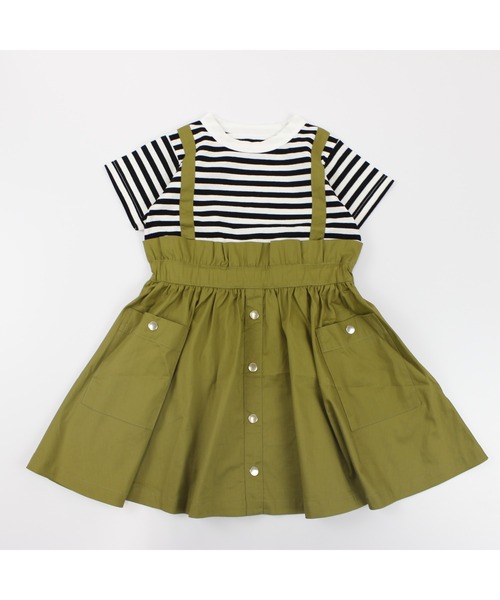 maarook（マルーク）の「ライトストレッチツイルｘボーダージャスカ風ワンピース（ワンピース・キッズ・グリーン・90cm/100cm/110cm/120cm/130cm）」の10枚目の写真