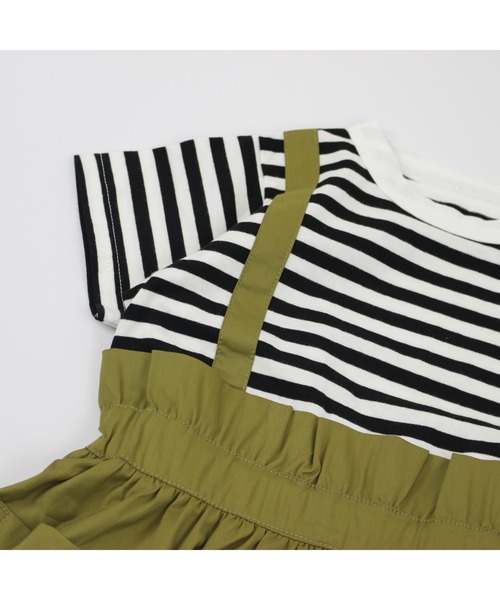 maarook（マルーク）の「ライトストレッチツイルｘボーダージャスカ風ワンピース（ワンピース・キッズ・グリーン・90cm/100cm/110cm/120cm/130cm）」の12枚目の写真