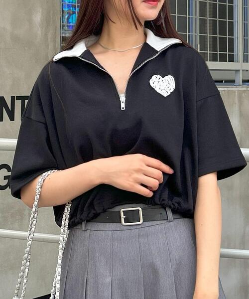 INGNI(イング)の「ハーフZIP裾ドロストBackハートトップス(スウェット・レディース・ブラック×ホワイト/ホワイト×ブルー/ベージュ系その他3/ベージュ系その他4・M)」の10枚目の写真