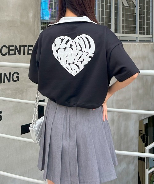 INGNI(イング)の「ハーフZIP裾ドロストBackハートトップス(スウェット・レディース・ブラック×ホワイト/ホワイト×ブルー/ベージュ系その他3/ベージュ系その他4・M)」の22枚目の写真