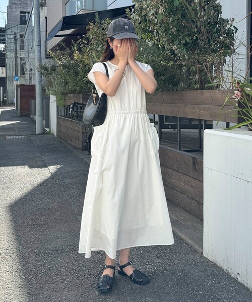 fredy emue(フレディエミュ)の「コットンナイロンドロストワンピース(ワンピース・レディース・カーキ/ブラック/オフホワイト・38)」の6枚目の写真