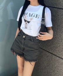 ビッグキャットプリント半袖Tシャツ