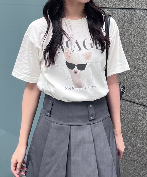 fiere(フィエール)の「ビッグキャットプリント半袖Tシャツ(Tシャツ/カットソー・レディース・アイボリー/ホワイト/A/B・L/M/XL/SMALL/MEDIUM/LARGE)」の4枚目の写真