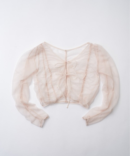 OLIVE des OLIVE（オリーブデオリーブ）の「シャーリングチュールカーデ　1041060850（カーディガン/ボレロ・レディース・ピンク/オフホワイト/チャコールグレー・FREE）」の9枚目の写真