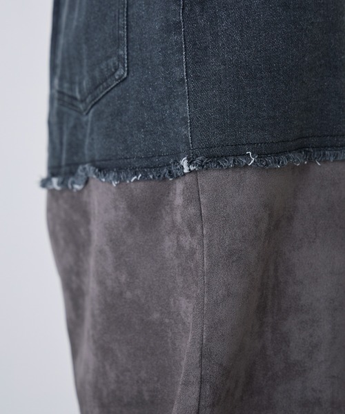 LAVEANGE（ラビアンジェ）の「スエード切替デニムスカート（デニムスカート・レディース・ネイビー/ブラック・M/L/LL/3L/4L）」の10枚目の写真